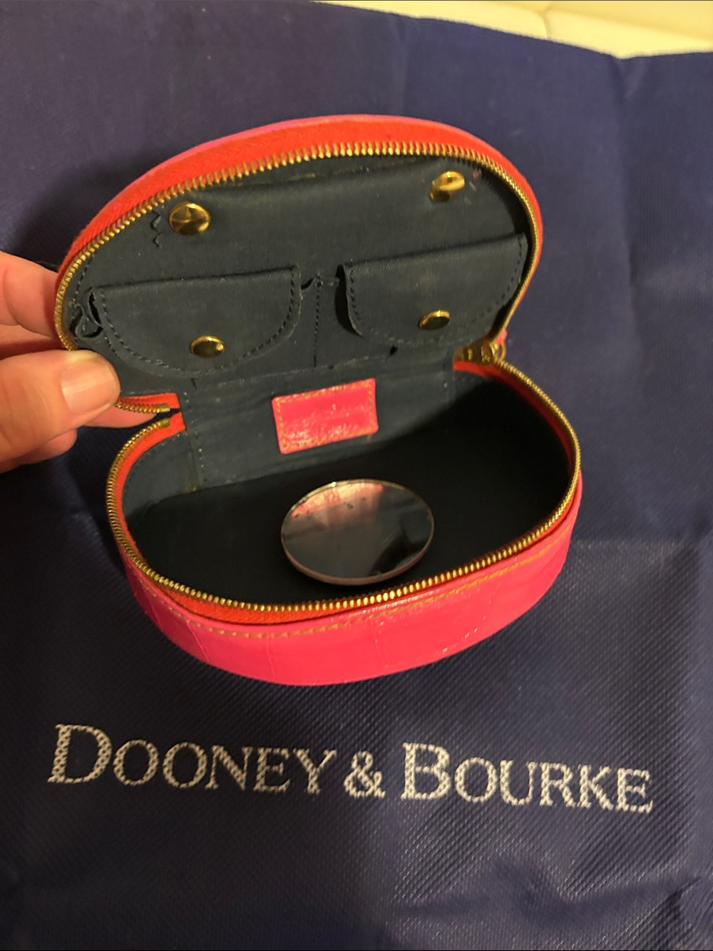 Dooney & Bourke Hot Pink Croc. Leather Jewelry Case